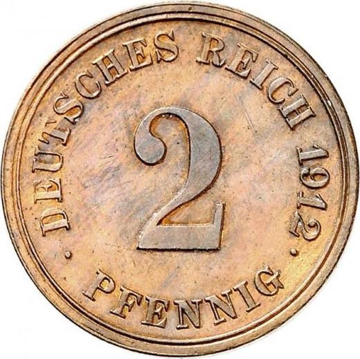 Аверс монеты - 2 пфеннига 1912 года F "Тип 1904-1916" - цена  монеты - Германия, Германская Империя
