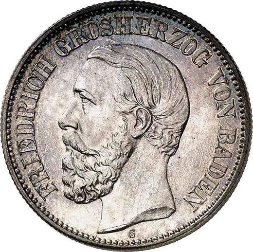 Аверс монеты - 2 марки 1901 года G "Баден" - цена серебряной монеты - Германия, Германская Империя