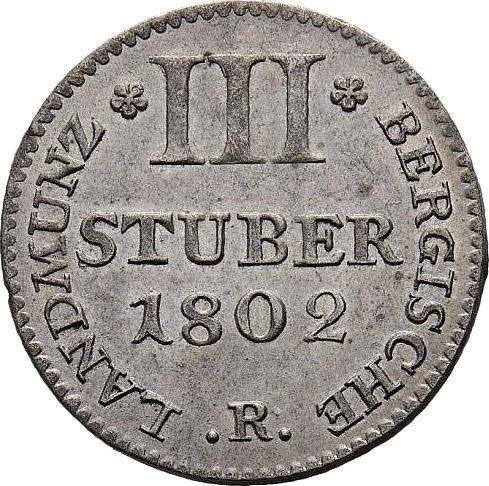 Rewers monety - 3 stuber 1802 R - cena srebrnej monety - Berg, Maksymilian I Józef