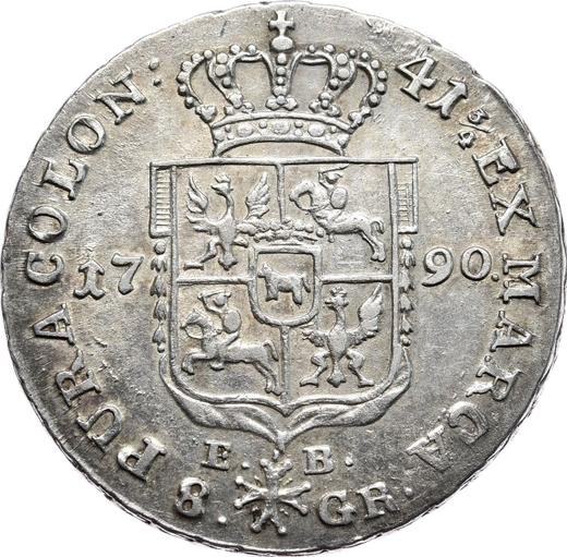 Rewers monety - Dwuzłotówka (8 groszy) 1790 EB - cena srebrnej monety - Polska, Stanisław II August