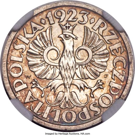 Аверс монеты - Пробные 5 грошей 1923 года WJ Серебро - цена серебряной монеты - Польша, II Республика
