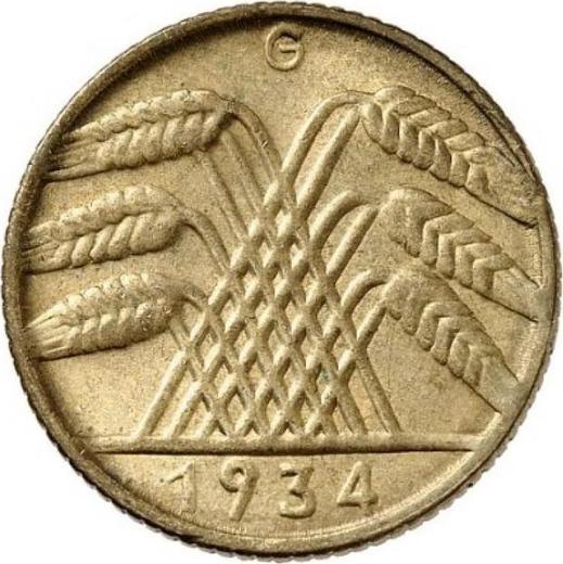 Reverse 10 Reichspfennig 1934 G - Germany, Weimar Republic