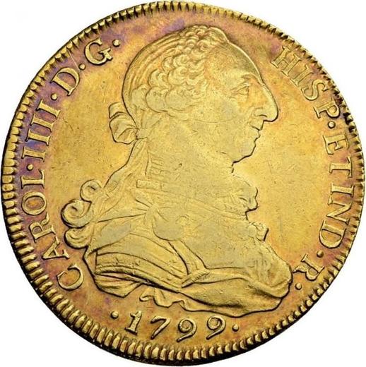 Anverso 8 escudos 1799 So DA - valor de la moneda de oro - Chile, Carlos IV