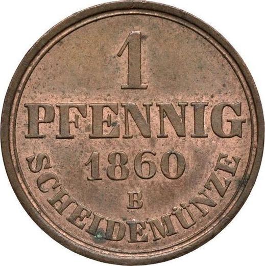 Реверс монеты - 1 пфенниг 1860 года B - цена  монеты - Ганновер, Георг V
