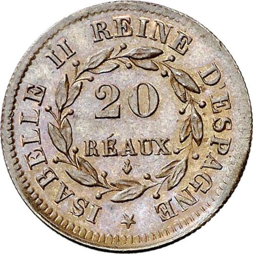 Anverso Pruebas 20 reales 1859 - valor de la moneda  - Filipinas, Isabel II