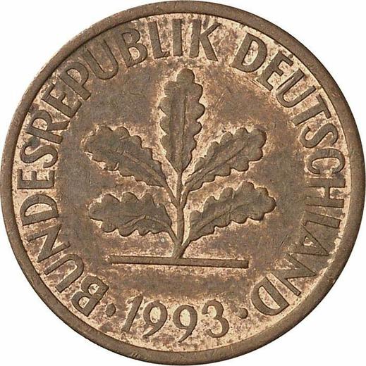 Реверс монеты - 2 пфеннига 1993 года D - цена  монеты - Германия, ФРГ