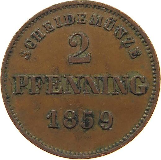 Реверс монеты - 2 пфеннига 1859 года - цена  монеты - Бавария, Максимилиан II