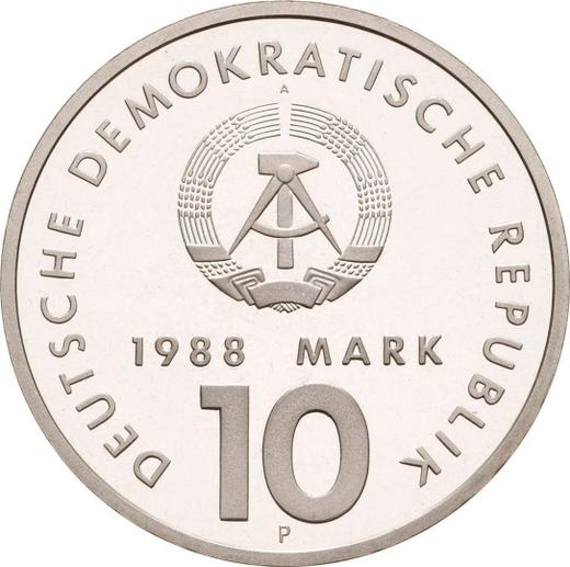 Реверс монеты - 10 марок 1988 года A "Физкультура и спорт" Серебро Пробные - цена серебряной монеты - Германия, ГДР