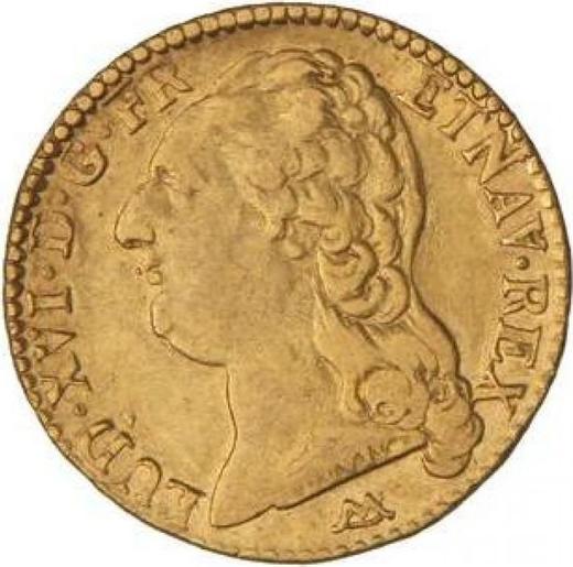 Аверс монеты - Луидор 1787 года N Монпелье - цена золотой монеты - Франция, Людовик XVI