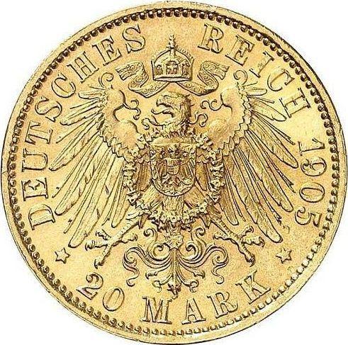 Reverso 20 marcos 1905 E "Sajonia" - valor de la moneda de oro - Alemania, Imperio alemán