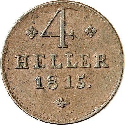 Реверс монеты - 4 геллера 1815 года - цена  монеты - Гессен-Кассель, Вильгельм I