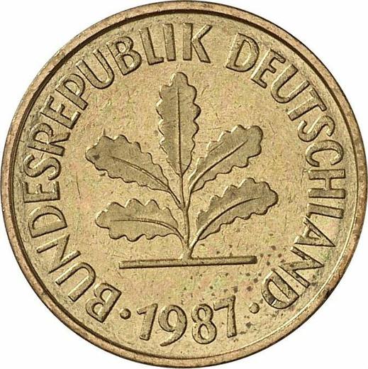 Реверс монеты - 5 пфеннигов 1987 года F - цена  монеты - Германия, ФРГ