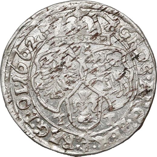 Rewers monety - Szóstak 1662 TT "Popiersie z obwódką" - cena srebrnej monety - Polska, Jan II Kazimierz
