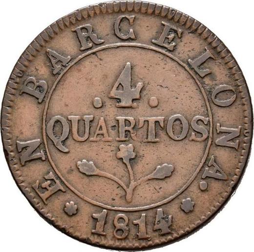 Реверс монеты - 4 куарто 1814 года - цена  монеты - Испания, Жозеф Бонапарт