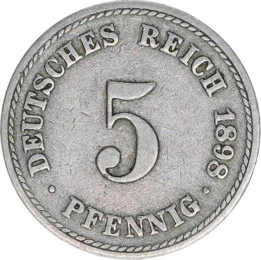Аверс монеты - 5 пфеннигов 1898 года A "Тип 1890-1915" - цена  монеты - Германия, Германская Империя