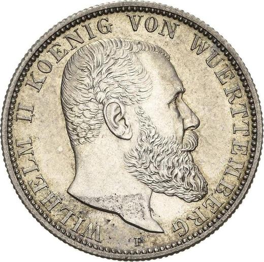 Аверс монеты - 2 марки 1899 года F "Вюртемберг" - цена серебряной монеты - Германия, Германская Империя