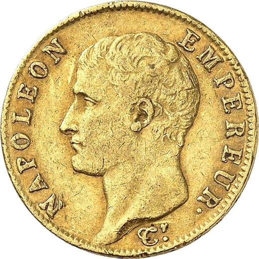 Аверс монеты - 20 франков AN 14 (1805-1806) года Q Перпиньян - цена золотой монеты - Франция, Наполеон I