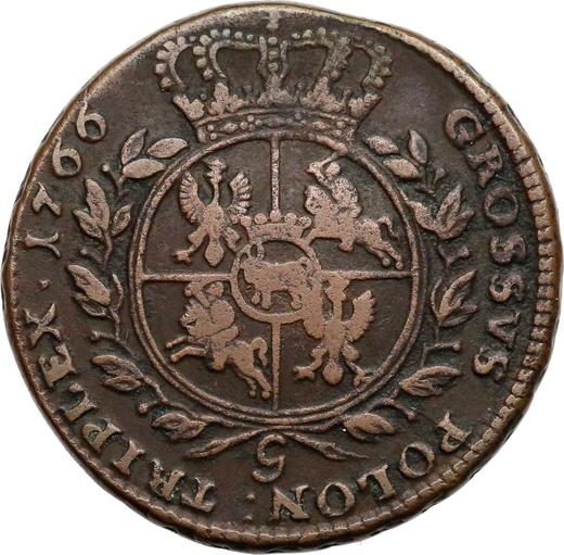Реверс монеты - Трояк (3 гроша) 1766 года g "Портрет в доспехах" - цена  монеты - Польша, Станислав II Август