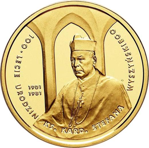 Reverso 200 eslotis 2001 MW EO "100 aniversario de sacerdote Stefan Wyszynski" - valor de la moneda de oro - Polonia, República moderna