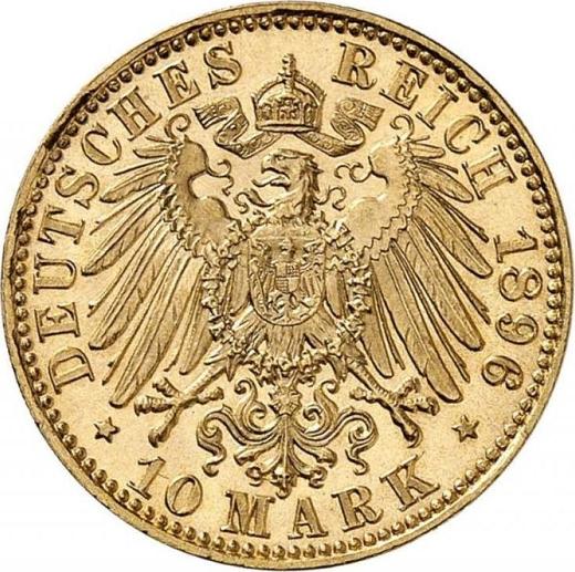 Реверс монеты - 10 марок 1896 года E "Саксония" - цена золотой монеты - Германия, Германская Империя