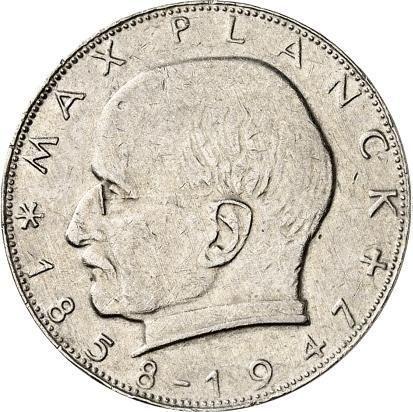Аверс монеты - 2 марки 1957-1971 года "Планк" Малый вес - цена  монеты - Германия, ФРГ