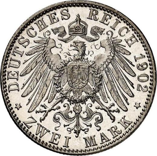 Reverso 2 marcos 1902 D "Sajonia-Meiningen" - valor de la moneda de plata - Alemania, Imperio alemán
