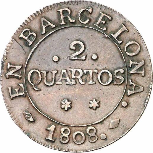 Реверс монеты - 2 куарто 1808 года - цена  монеты - Испания, Жозеф Бонапарт