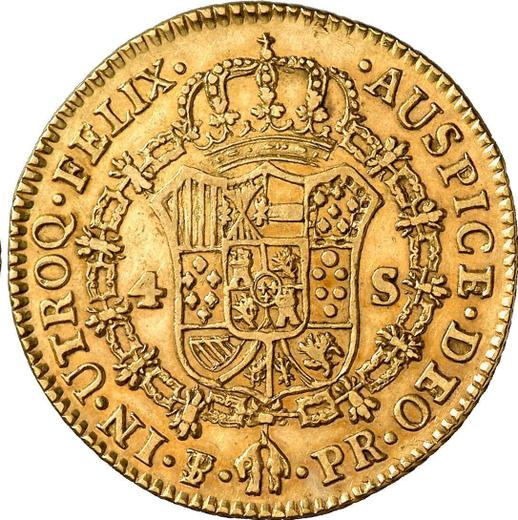 Reverso 4 escudos 1791 PTS PR - valor de la moneda de oro - Bolivia, Carlos IV