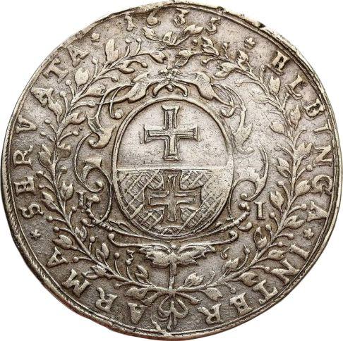 Реверс монеты - Талер 1635 года II "Эльблонг" - цена серебряной монеты - Польша, Владислав IV