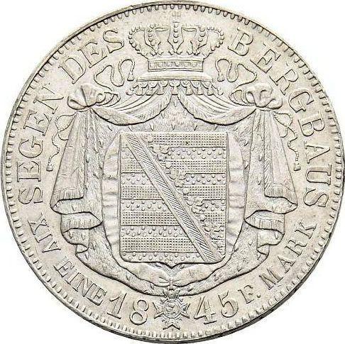 Reverso Tálero 1845 F "Minero" - valor de la moneda de plata - Sajonia, Federico Augusto II