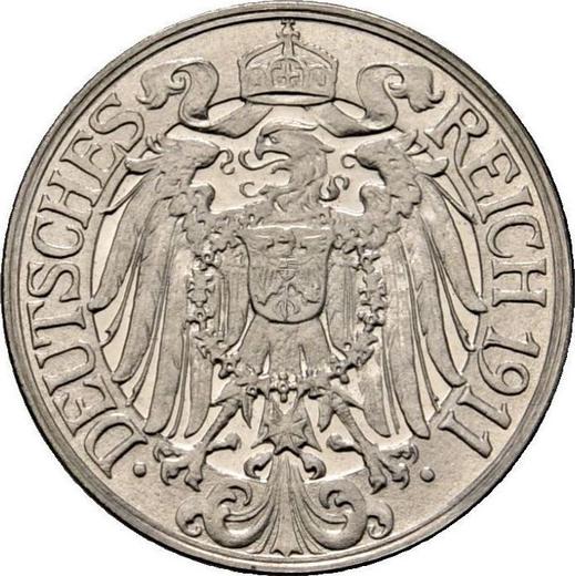 Reverse 25 Pfennig 1911 J "Type 1909-1912" - Germany, German Empire