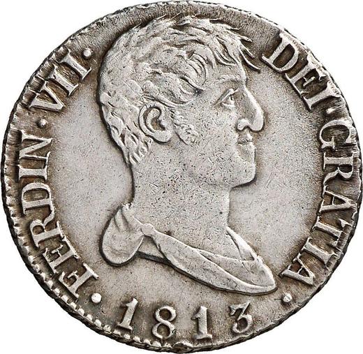 Obverse 2 Reales 1813 M IJ "Type 1812-1814" - Silver Coin Value - Spain, Ferdinand VII