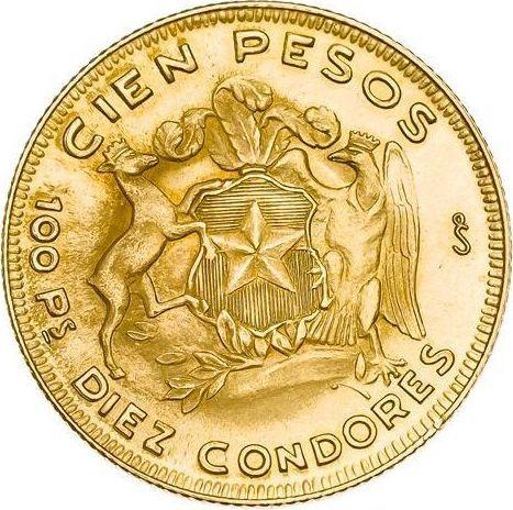 Реверс монеты - 100 песо 1963 So - Чили, Республика