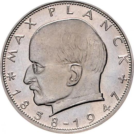 Аверс монеты - 2 марки 1967 года F "Планк" - цена  монеты - Германия, ФРГ