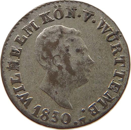 Anverso 1 Kreuzer 1830 W - valor de la moneda de plata - Wurtemberg, Guillermo I
