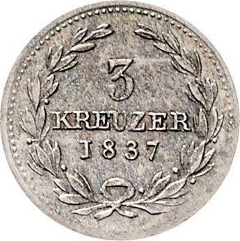 Rewers monety - 3 krajcary 1837 - cena srebrnej monety - Badenia, Leopold