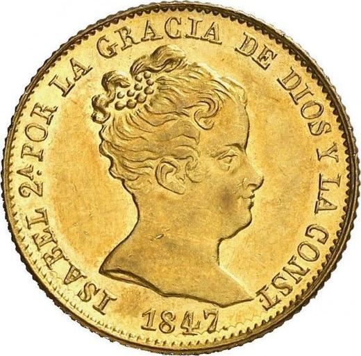Awers monety - 80 réales 1847 B PS - cena złotej monety - Hiszpania, Izabela II