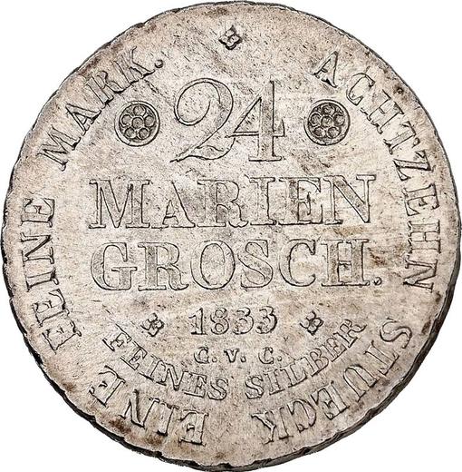 Rewers monety - 24 mariengroschen 1833 CvC - cena srebrnej monety - Brunszwik-Wolfenbüttel, Wilhelm
