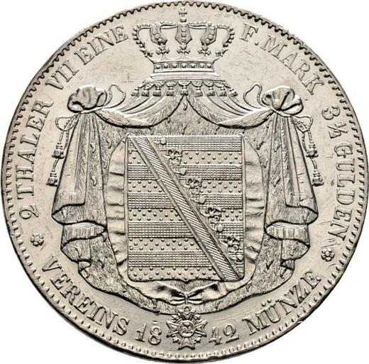 Reverso 2 táleros 1842 G - valor de la moneda de plata - Sajonia, Federico Augusto II