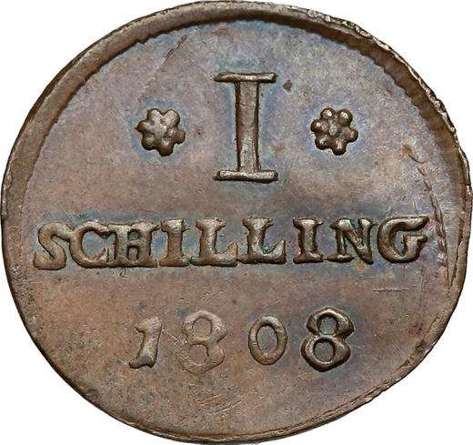 Реверс монеты - Пробный 1 шиллинг 1808 года "Данциг" - цена  монеты - Польша, Вольный город Данциг
