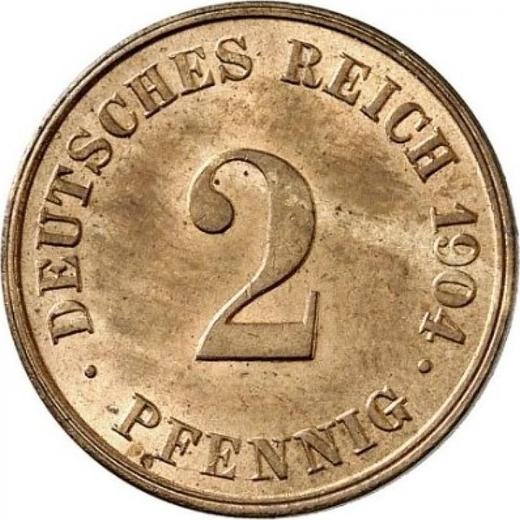 Аверс монеты - 2 пфеннига 1904 года J "Тип 1904-1916" - цена  монеты - Германия, Германская Империя
