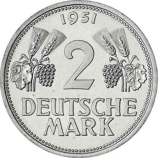 Anverso 2 marcos 1951 F - valor de la moneda  - Alemania, RFA