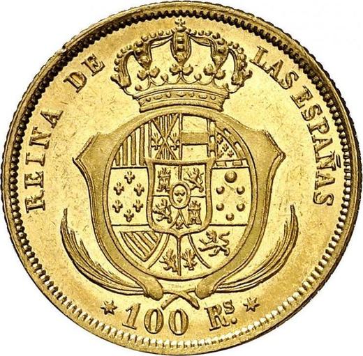 Reverso 100 reales 1858 Estrellas de seis puntas - valor de la moneda de oro - España, Isabel II