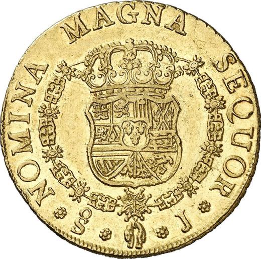 Реверс монеты - 8 эскудо 1761 года So J - цена золотой монеты - Чили, Карл III