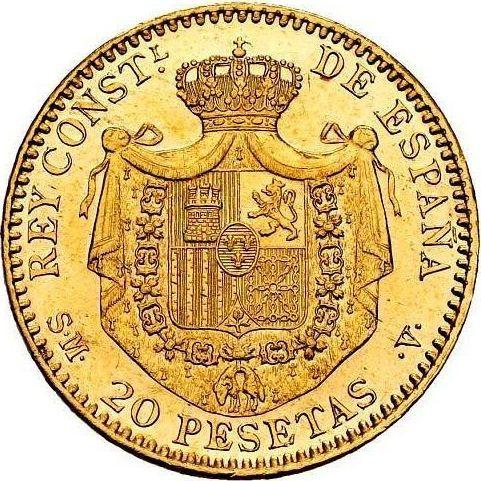 Rewers monety - 20 pesetas 1904 SMV - cena złotej monety - Hiszpania, Alfons XIII