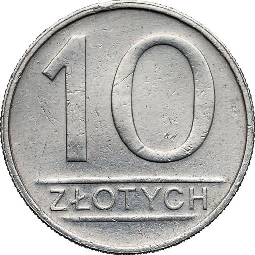 Rewers monety - PRÓBA 10 złotych 1985 MW Aluminium - cena  monety - Polska, PRL