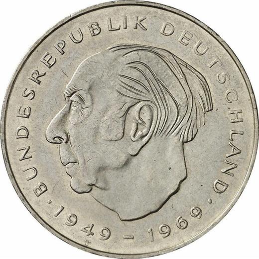 Anverso 2 marcos 1977 J "Theodor Heuss" - valor de la moneda  - Alemania, RFA