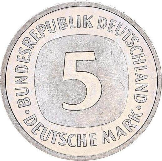 Obverse 5 Mark 1993 F -  Coin Value - Germany, FRG
