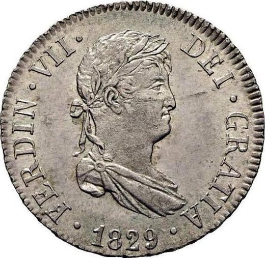Аверс монеты - 2 реала 1829 года S JB - цена серебряной монеты - Испания, Фердинанд VII