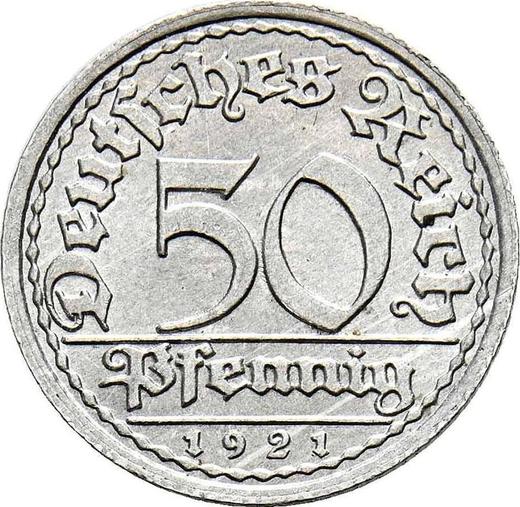 Anverso 50 Pfennige 1921 F - valor de la moneda  - Alemania, República de Weimar